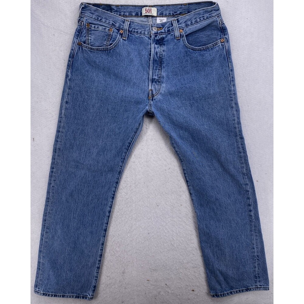 Levi's 501 Original Straight Leg Blue Jeans Mens 38x32 Button Fly Cotton Denim